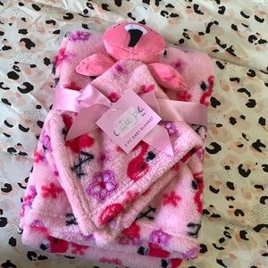 🎉Cutie Pie Pink Flamingo 2-Piece Baby Blanket